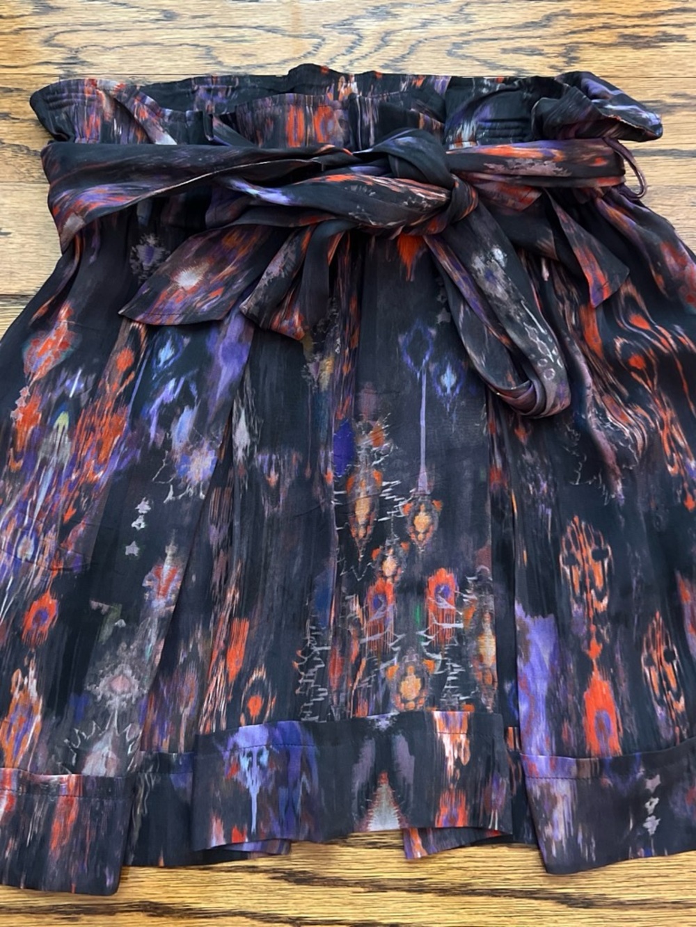 IRO Black Skirt or tube top with Purple & Orange abstract Print. New w/o tags.